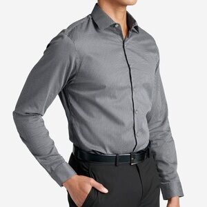 Kenneth Cole Reaction Regular Fit Dry-Tek Shirt in Black Smoke Size Medium